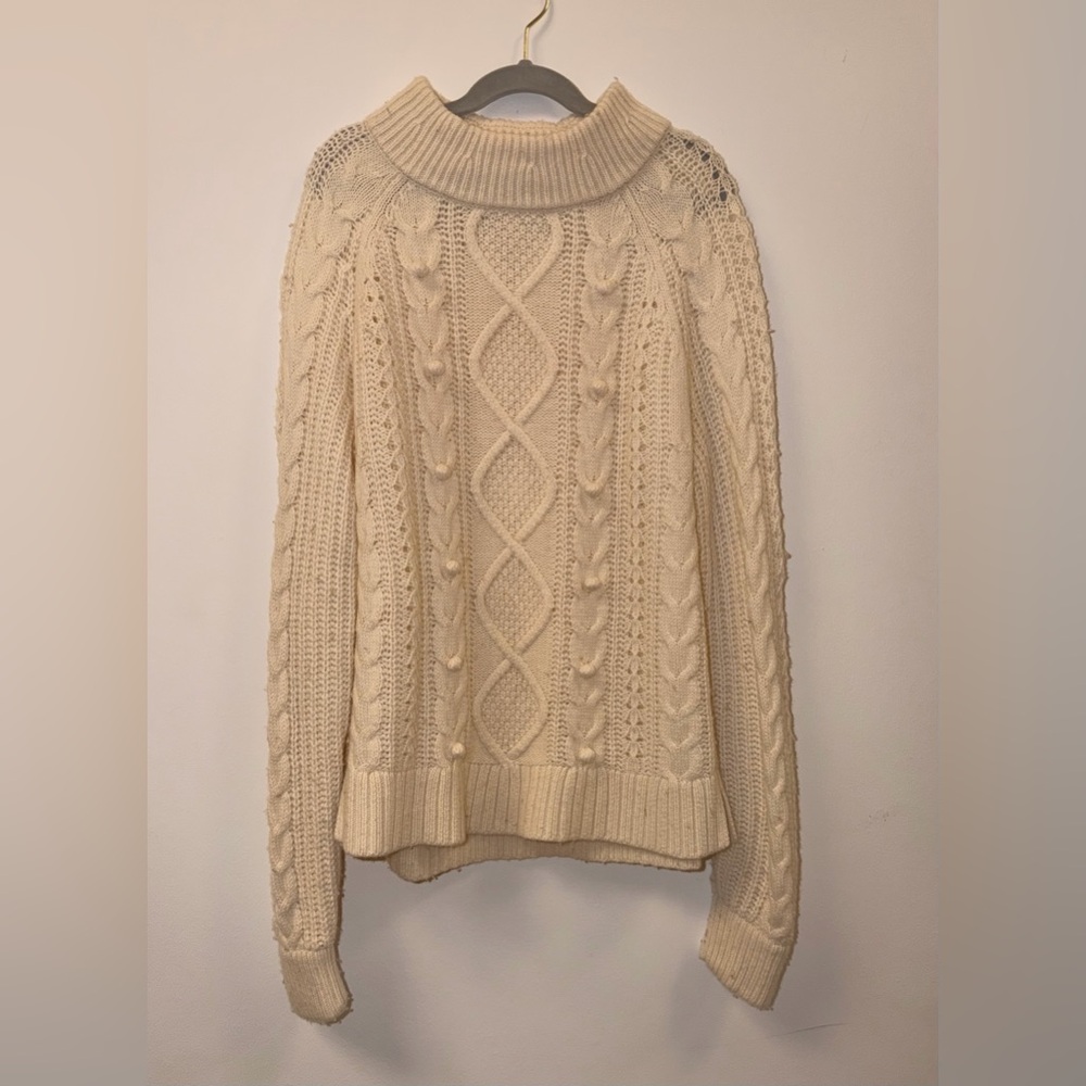J. Crew Cream Cable Knit Turtleneck Sweater